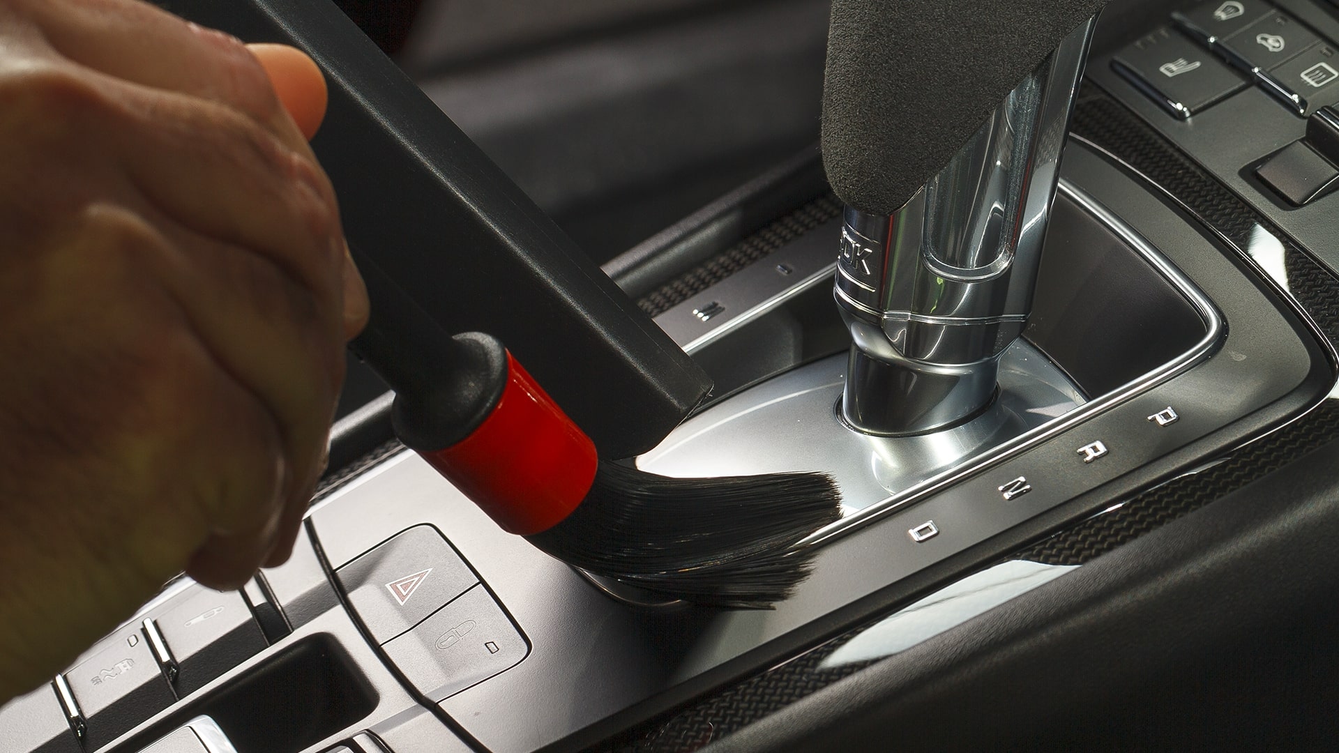 interior car detailing with a soft brush