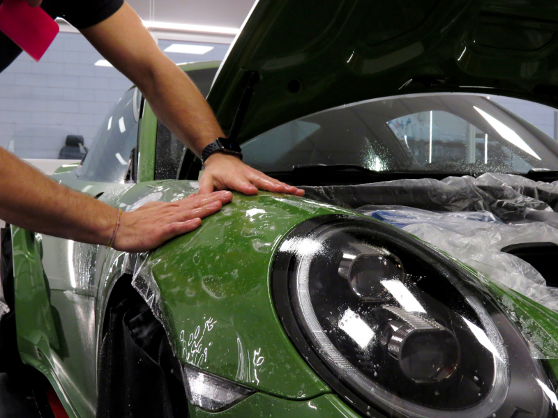 Application of PPF on Porsche 911